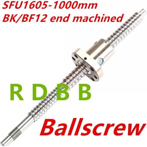 SFU1605 - L1000mm Free shipping SFU1605 1000mm ball screw C7 with 1605 flange single ball nut BK/BF12 end machined