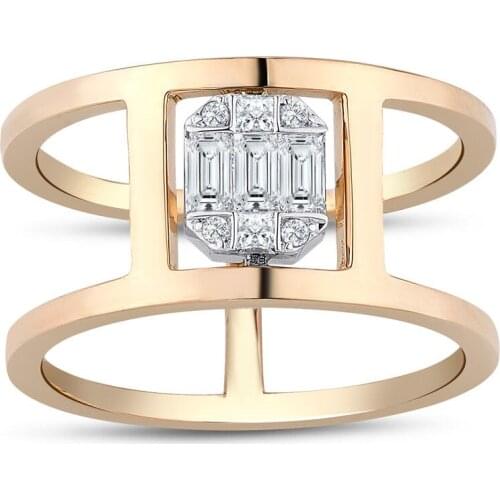 Symbol Gold 0.30 Carat Diamond Ring Baguette Chic Jewelry Lover Rings Moissanite Engagement Anniversary Wedding Bands For Women