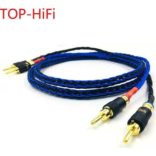 TOP-HiFi Pair 7N Pure Copper Speaker Audio Wire Cable Loudspeaker Cable with Pailiccs 2 Banana Plug to 2 Banana Plug