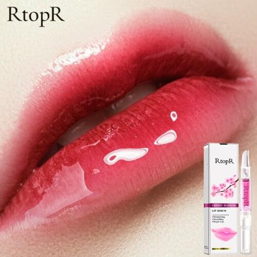 RtopR Moisturizing Lip Serum Sakura Lip Essence Improve Dryness Exfoliating Repair Reduce Lip Fine Lines Essence Beauty Lip Care