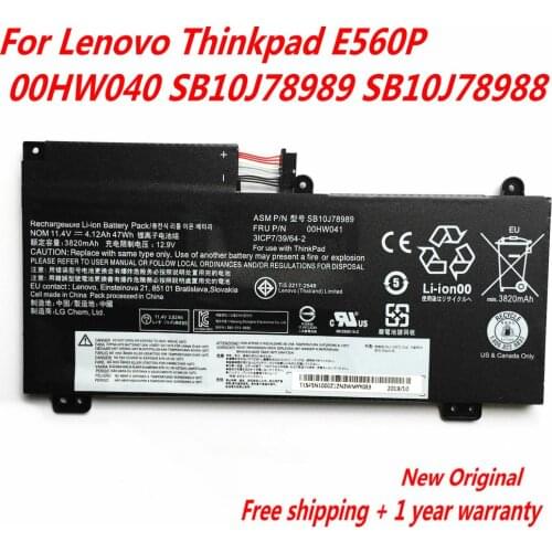 High Quality 00HW041 Laptop Battery For Lenovo Thinkpad E560p 00HW040 SB10J78989 SB10J78988 11.4V 47WH 4120mAh