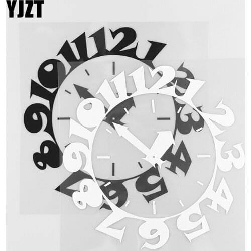 YJZT 15.9×16CM Fashion Wall Clock Creative Vinyl Decal Cool Car Decoration Sticker Black/Silver 20D-0195