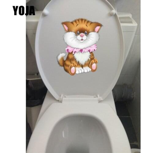 YOJA 17.9*21.5CM Cartoon Cat Lovely Animal Room Wall Stickers Mural Toilet Decal Decor T1-0171