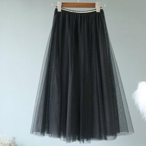 Shintimes Casual Party Skirt 2020 Autumn Tulle Skirts Womens Fashion Elastic High Waist Woman Skirts Elegant Skirt Mujer Faldas