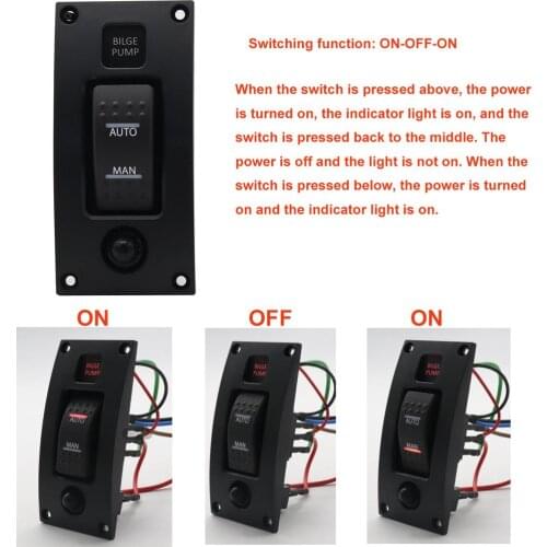 1 Set 12-24V Bilge Pump Switch Alarm Waterproof Ship Deck Cleaning Control Panel for Boat Bilge Pumps On/off/on