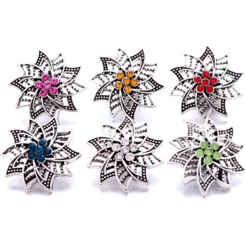 10pcs/lot Wholesale 5 Color High Quality Charm Rhinestone Styles Alloy 18mm Snap Button Bracelet For Woman Snap Button Jewelry