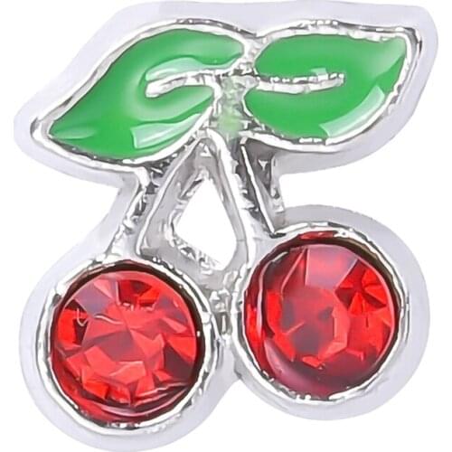 F118 Rhinestone Fruit Cherry Charms Fit Floating Memory Glass DIY Lockets Pendant Women Jewelry