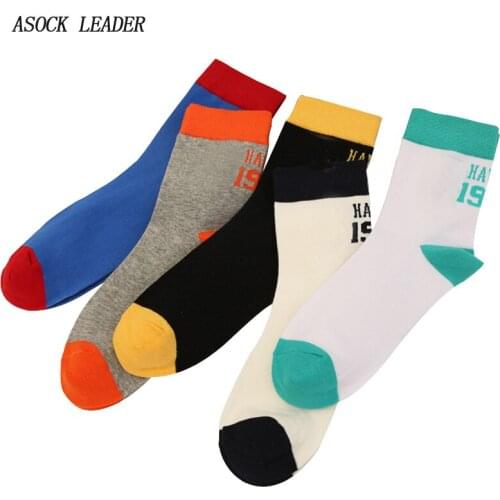 2018 Spring New Men Fashions Casual Sock White Funny ART Sock Long Socks Men Men Gifts Socks 5 Pairs/Lot