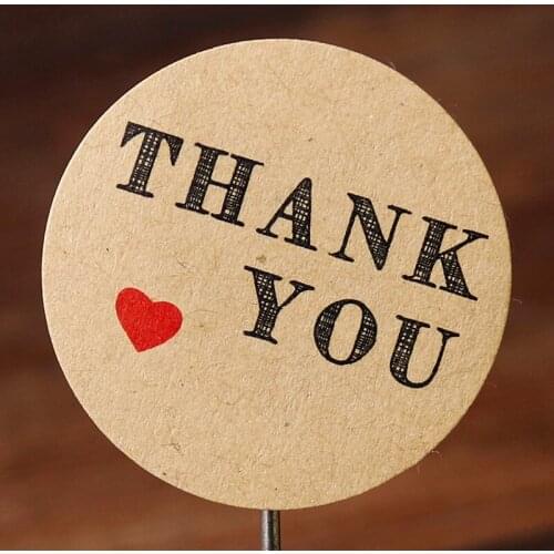 204pcs Thank You Kraft Paper Stickers Scrapbooking Gift Box Bag Sealing Sticker Self Adhesive Sticker Baking Kraft Paper Lables