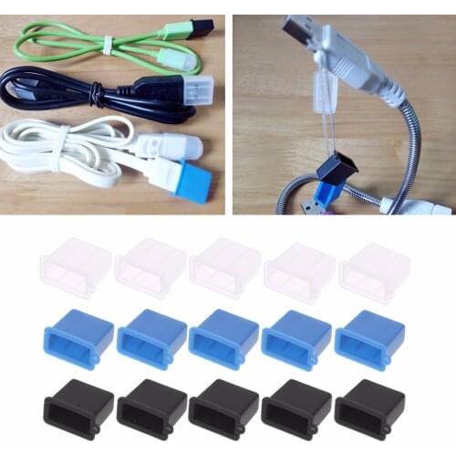 5Pcs/set Silicone USB Type A Male Anti-Dust Plug Stopper Cap Cover Protector Black/White/Blue C26