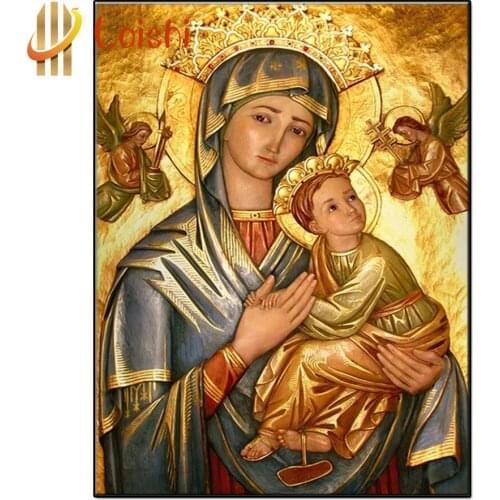 5D DIY Religion, Virgin and Child, Angel full circle diamond painting Mosaic cross stitch Mosaic home decoration wall paste
