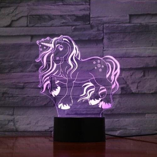 7 Colorful USB Cute Unicorn 3D Illusion Lamp Household Bedroom Office LED Table Lamp Child Night Lights Christmas Gifts Decor