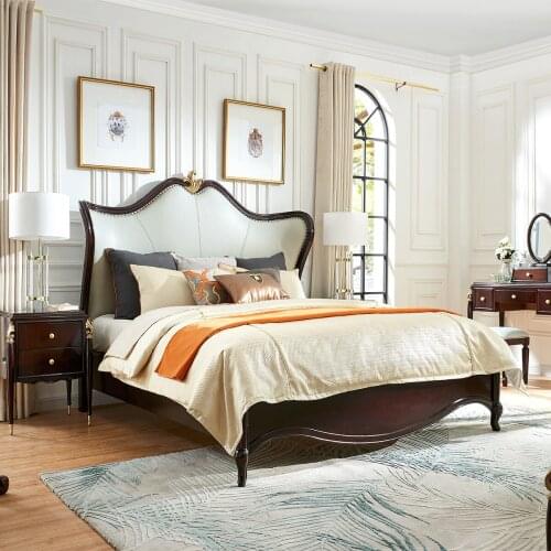 American solid wood bed rubber wood 1.8m master bedroom European double bed modern simple luxury furniture