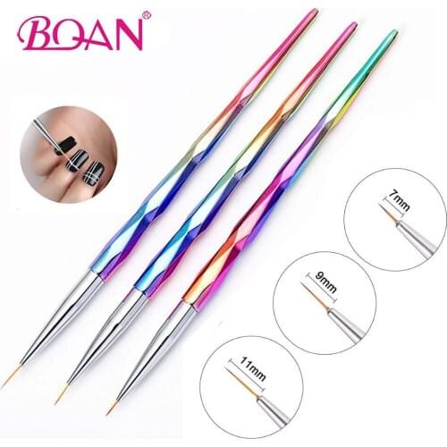 BQAN 3pcs/set 7/9/11mm Colorful Handle Nail Art Painting Brush Flower Design Stripes Lines Liner DIY Drawing Pen Manicure Tool