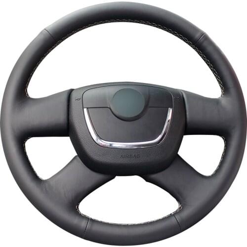 Black Natural Leather Car Steering Wheel Cover for Skoda Octavia Superb 2012 Fabia Skoda Octavia a5 2012 2013 Yeti 2009-2013