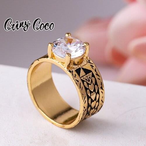Cring Ccoco Hawaiian CZ Ring Fashion Polynesian Samoa Red Gold Diamond Stone Geometric Finger Ring 2021 Trend Jewelry for Women
