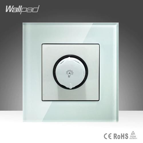 Dimmer Switch Wallpad White Luxury Tempered Glass 500W Rotary Light Lamp Dimmer Dimming Wall Switch 220V Free Shipping