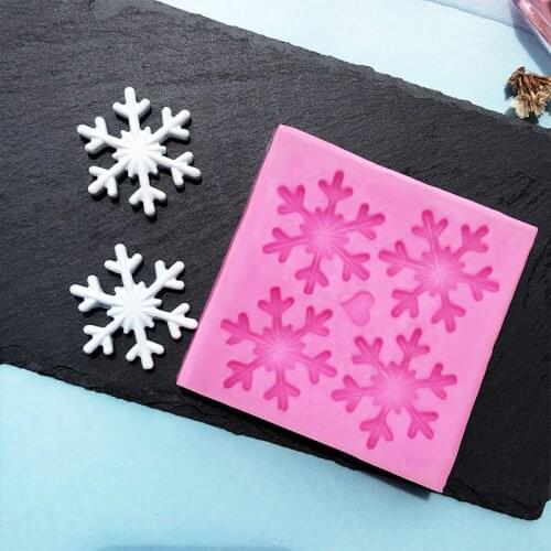 4 Holes Snowflake Shape Fondant Chocolate Mold DIY Ice Cube Making Mould Mousse Cake Decoration Candy Molds Sugarcrafts