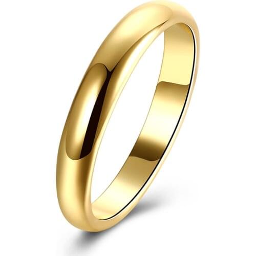 Gold-color Women stainless steel ring engrave name finger rings jewelry Fashion men wedding band ring simple party gift rings
