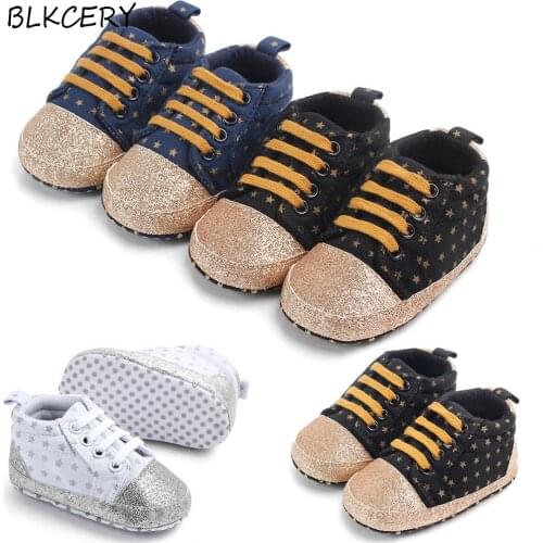 Brand Infant Bling Baby Boy Sneakers for Girl Shoes 1 Year Soft Soled Toddler Lace Up Newborn Footwear First Walkers Moccasins