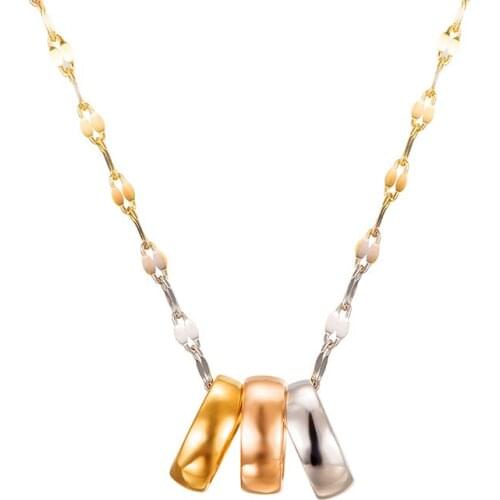 18K White Gold Pendant three Colour Circle Necklace Pendant AU750 Gold Pendant