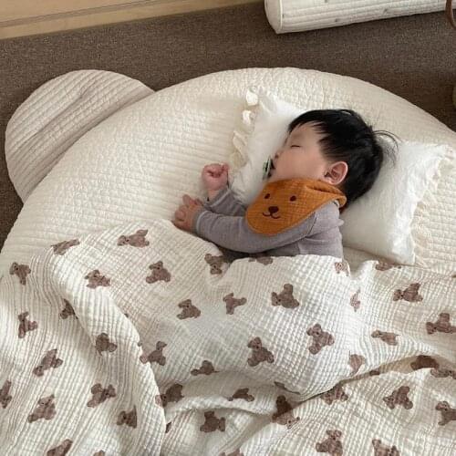 Summer baby blanket bear print toddler bear swaddling cute baby products