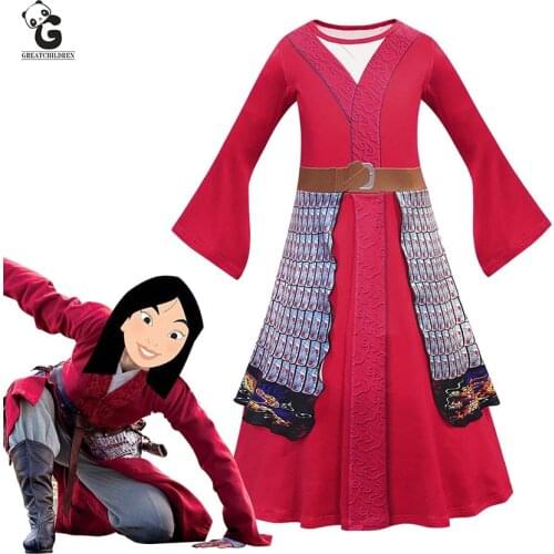 Mulan Costume Girls Dress For Kids Anime Costumes Mulan Cosplay Halloween Battle Robe Carnival Christmas Party Clothes
