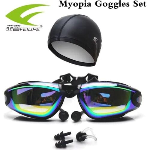 Mens Swimming Goggle Myopia Prescription Water Diving Glasses Anti-fog Diopter Ochelari Colorful Plating Adult Sport Eyewear