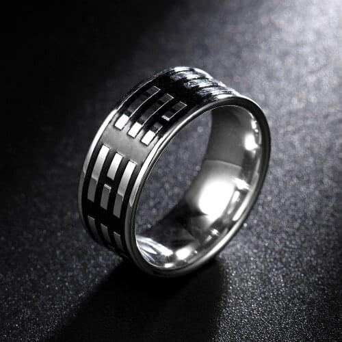 MANGOSKY 8MM Stainless Steel Vintage Ring for Men and Women