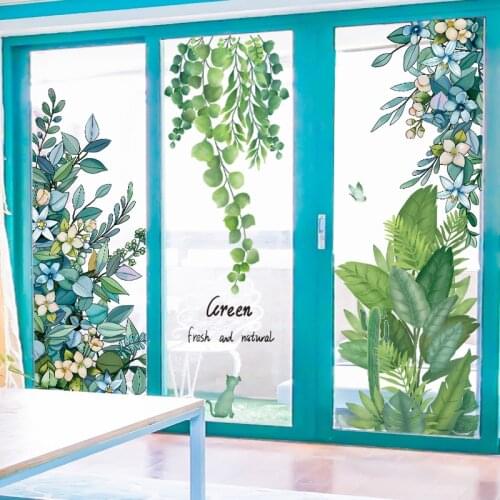 [SHIJUEHEZI] Tree Leaves Wall Stickers DIY Green Leaves Wall Decals for Kids Room Baby Bedroom Kitchen Nursery House Decoration