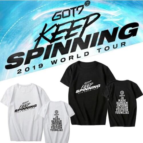 New kpop World tour Keep Spinning Short sleeve t-shirt kpop Got7 Jackson tshirt men and women printing casual tops