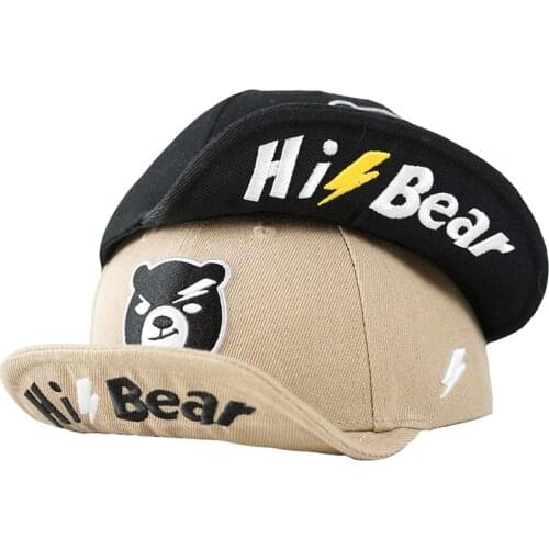 New Hi Bear Headwear Bear Paw Baseball Caps Snapback Hip Hop Caps Flat Brim Turn Up Brim Hat Khaki/Black Circumference: 56-63 cm