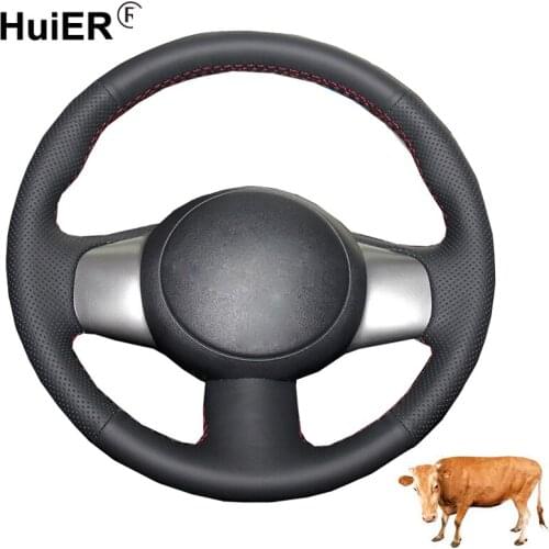 Hand Sewing Car Steering Wheel Cover Top Cow Leather For Nissan March 2010-2015 Sunny 2011-2013 Versa 2012-2014 Almera Cube (US)