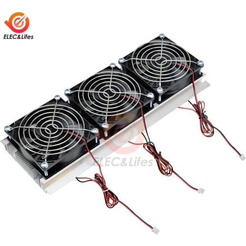 180W Trinuclear Thermoelectric Peltier Refrigeration Air Cooling System Kit Cooler heat sink fan for Room Small Space Cooling