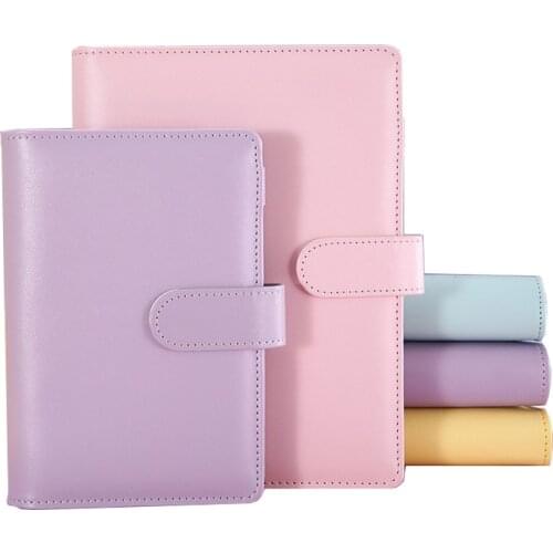 A5/A6 Macarons Color 6 Ring Faux Leather Handbook Shell Kawaii Notebook Replacement Cover Korean Stationery Office Supplies