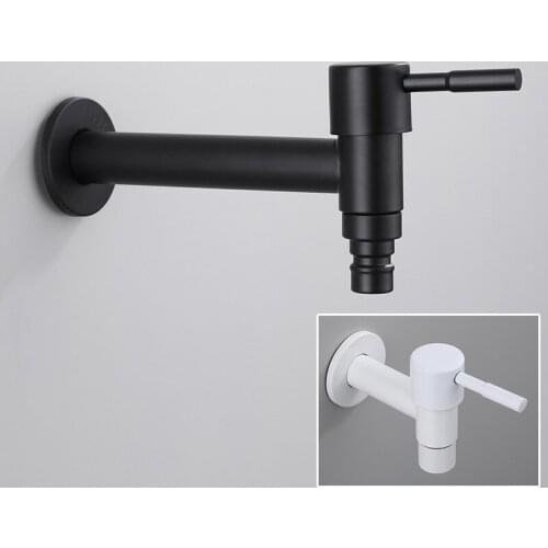 Outdoor Faucet Garden Mixer Brass Black/White Washing Machine Faucet Wall Bathroom Mop Tap Toilet Single Cold Bibcock Faucet