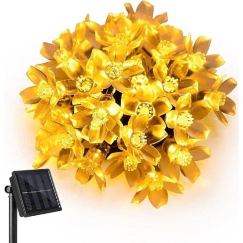 Solar Garlands light 5m 7m 12m Peach Flower Solar Lamp Power LED String Fairy Lights 6V Garden Christmas Decor For Outdoor