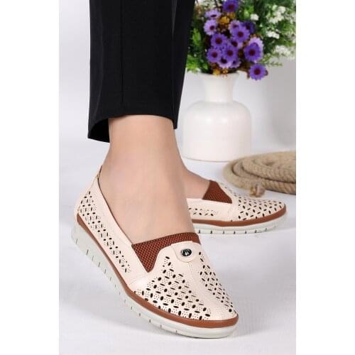 Woggo Pnt 296005 Skin Laser Cut Women Summer Ballerina Shoes
