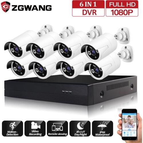 ZGWANG 8CH DVR 1080P HDMI CCTV System Video Recorder 8PCS Home Security Waterproof Night Vision Camera Surveillance Kits
