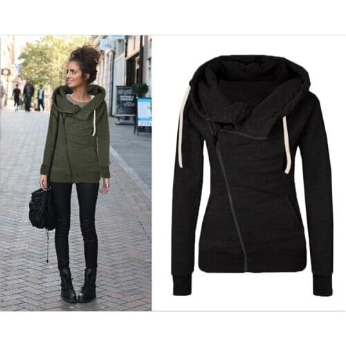 2017 Autumn Women Casual Long Hoodies Long Sleeve Lapel pocket Sweatshirt Coat Zip Up Outerwear Hooded Jacket Plus Size Tops