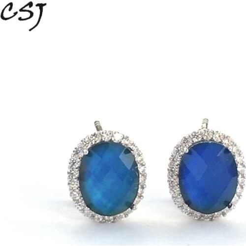 CSJ Created Diaspore Zultanite Earring Oval 8*10mm Fine Jewelry For Women Lady Gift Color Change Stone Under Temperature