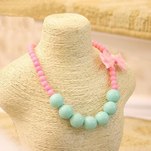 1pc Cute DIY Toys for Children Kids Girls Candy Color Necklace Beads Toys Simulated Pearl Choker Kids Girls Necklaces for Kids