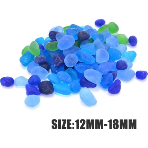 100pcs Sea Beach Glass Beads Bulk Ornaments for Earrings Necklace Bracelet Flower Pots Aquarium Fish Tank Decoration 12-18mm