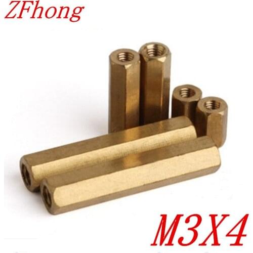 1000pcs M3*4 m3 x 4 Brass Standoff Spacer Female Female Spacing Screws Hex Brass Threaded Spacer