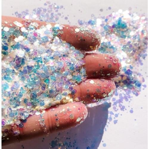 Nail Glitter Powder Sequins 1Pack 50g Mixed Glitter Nail Iridescent Nail Flakes Manicure Nail Art Decoration For Gel Polish