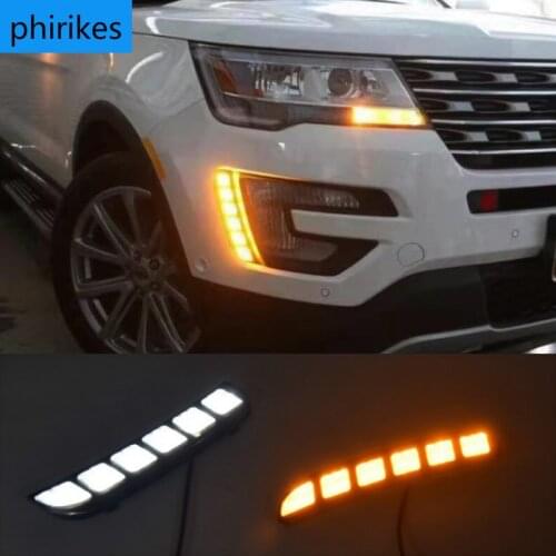 Car Led Drl For Ford Explorer 2016 2017 2018 Daytime Running light Turn Drl Front Bumper Driving Fog Lamp Blink Flashing Dayligh