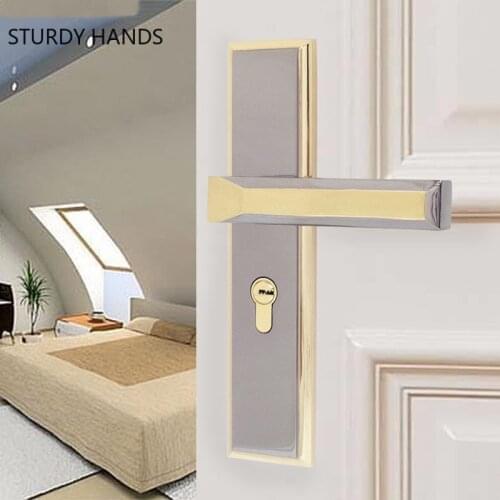 Aluminum alloy silent door lock Minimalist Interior decoration Door Handle Lock Cylinder Security Door Lock Household Hardware