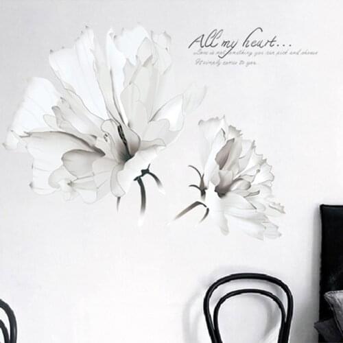 Large White Flowers Wall Stickers Aesthetic Living Room Bedroom Home Decoration Wall Decals Self Adhesive Wallpaper Art Mural