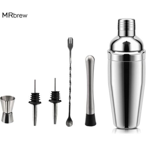 750ml Stainless Steel Cocktail Shaker Mixer Wine Martini Boston Shaker For Bartender Drink Party Bar Tools Jigger Cup & Strainer