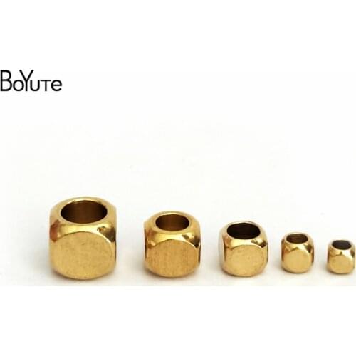 BoYuTe (100 Pieces/Lot) 2.5MM 3MM 4MM 5MM 6MM Metal Brass Nepal Beads Square Beads for Jewelry Making